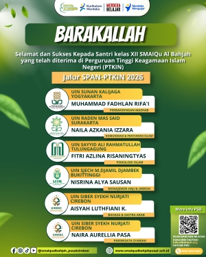 Prestasi Generasi Qur'ani: Selamat &amp; Sukses Santri SMAIQu Al-Bahjah di SPAN-PTKIN 2026